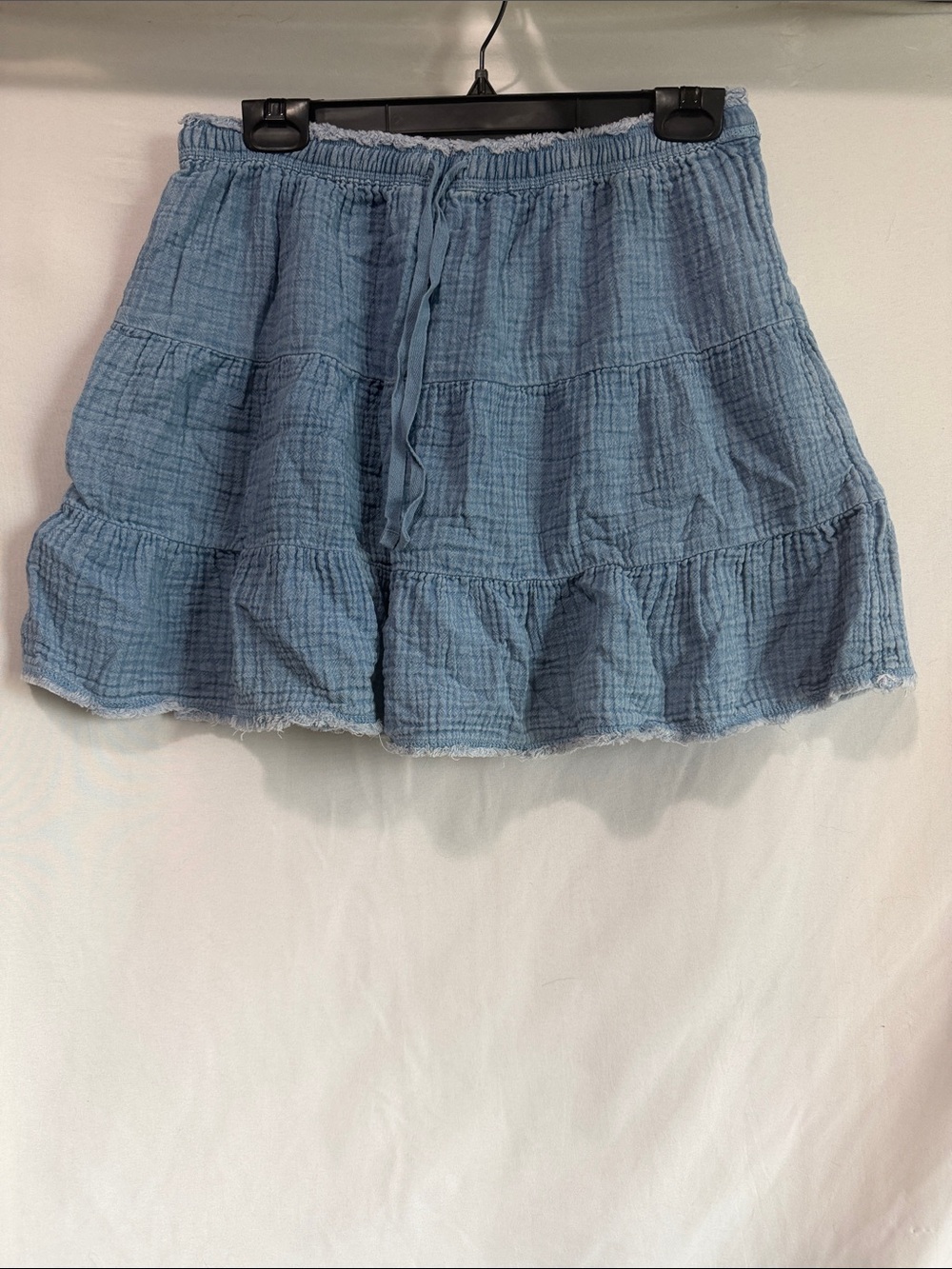 aerie Dusty Blue Tiered Gauze Mini Skirt